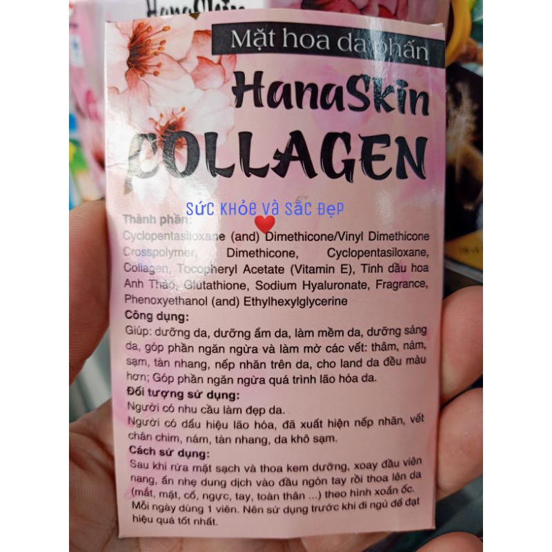 Viên bôi dưỡng da Collagen Hana Skin Collagen Mặt Hoa Da Phấn – hộp 30 viên