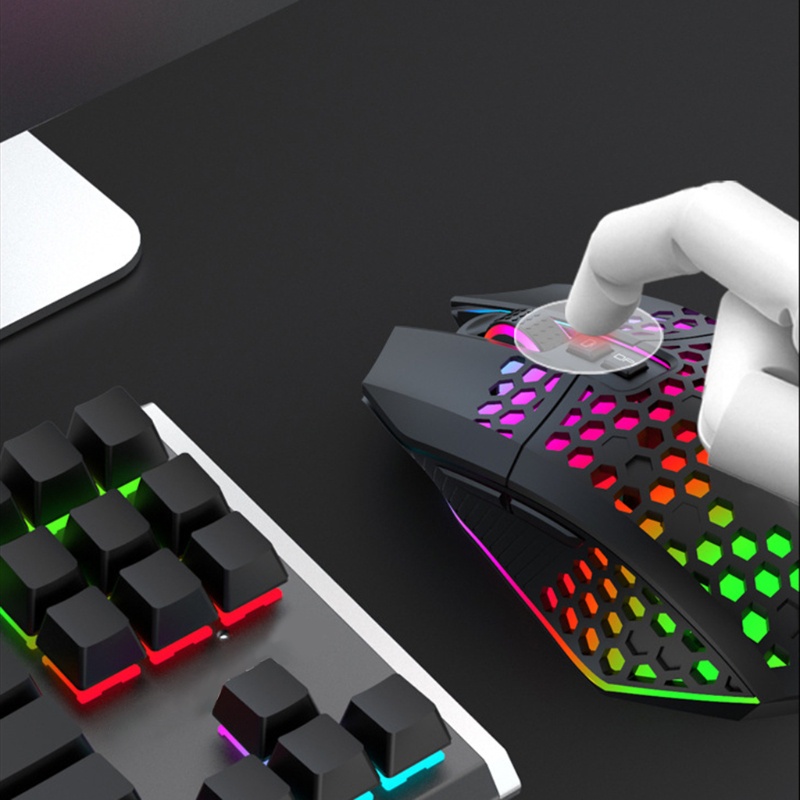 Chuột Không Dây IOR Trọng Lượng Nhẹ Họa Tiết Tổ Ong RGB 2 4Ghz Có Thể Sạc Lại Cho Văn Phòng