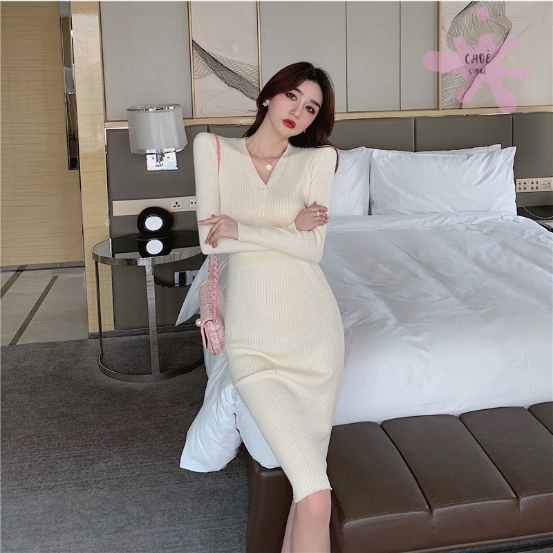 [Choé Store] Váy len body, váy len tăm cổ 3 phân, dáng ôm qua gối, chất len dày dặn [HÀNG CÓ SẴN] | BigBuy360 - bigbuy360.vn