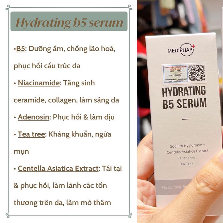 ✅[NHẬP KHẨU] Tinh Chất Serum Phục Hồi, Sáng Da MEDIPHAR+ HYDRATING B5 30ML