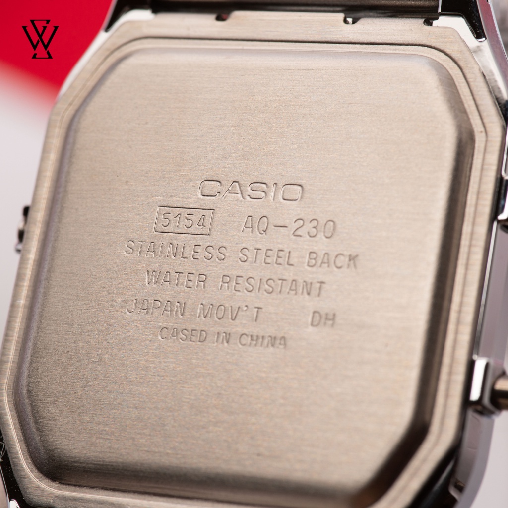 Đồng Hồ Điện Tử Unisex Casio WATCHSTORE AQ-230A-7DMQ Thiết Kế Mặt Kính Nhựa 29.8mm, Dây Đeo Kim Loại, Vỏ Thép Không Gỉ