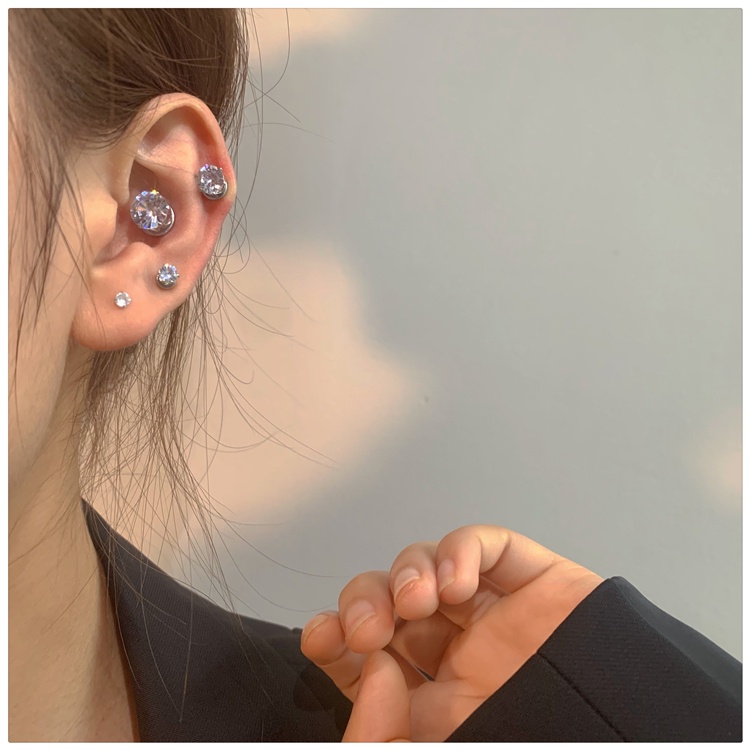 Khuyên Kẹp Tai Đính Đá zircon Từ Tính Phong Cách hip hop Đường Phố Cho Nam Và Nữ