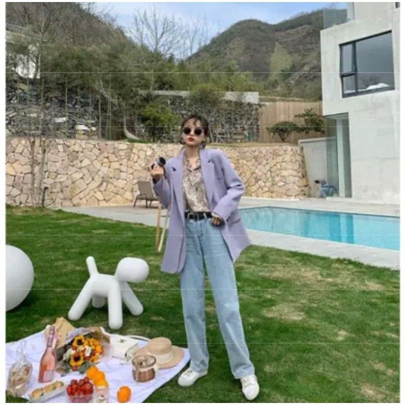 [ORDER] Áo blazer form rộng màu tím kèm 2 cúc - Có ảnh thật | BigBuy360 - bigbuy360.vn