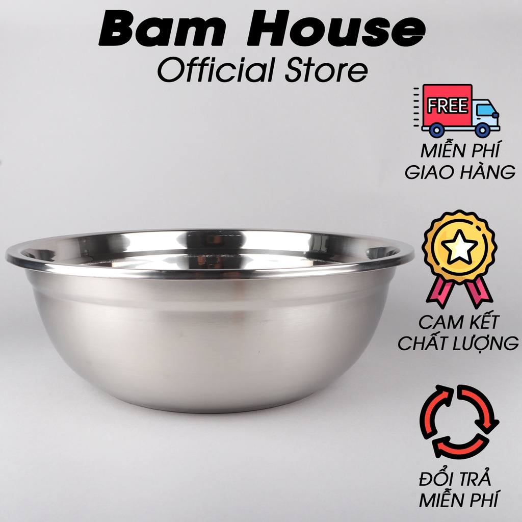 Thau trộn salad inox Bam House loại dày nhiều kích thước cao cấp TI01 - Gia dụng bếp