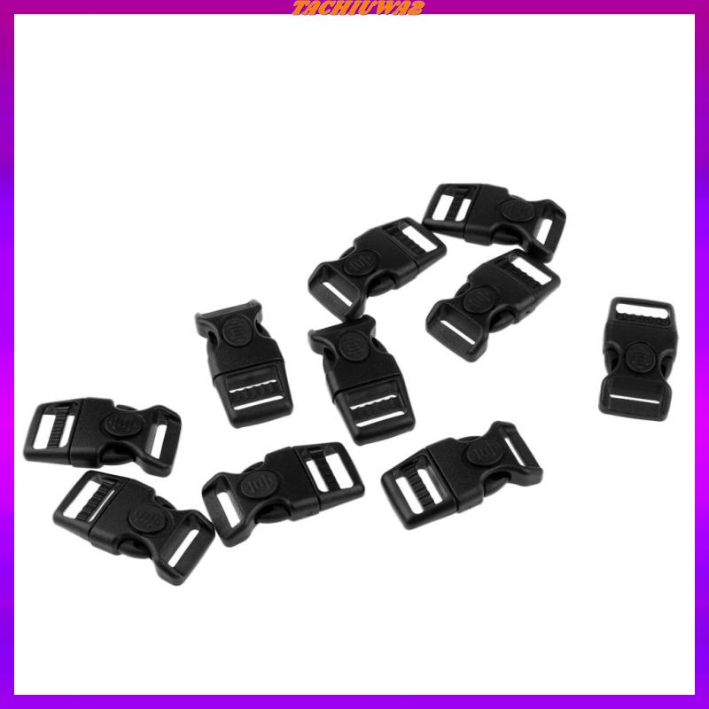 Set 2 10 Khóa Cài Cong Bằng Nhựa Màu Đen 15mm Chuyên Dụng Làm Vòng Tay Paracord