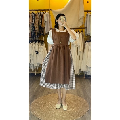Set Đầm Yếm cô gái hà lan gà vintage