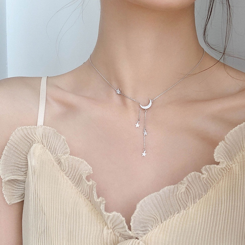 Vòng cổ Mặt Hình Mặt Trăng Và Ngôi Sao Dễ Thương Cho Nữ