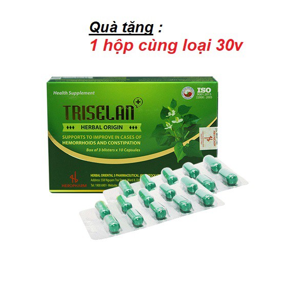 COMBO 10 Thực phẩm hỗ trợ sức khoẻ TRISELAN+ phòng ngừa trĩ, các triệu chứng khó chịu của trĩ (tặng 1 hộp cùng loại 30v)