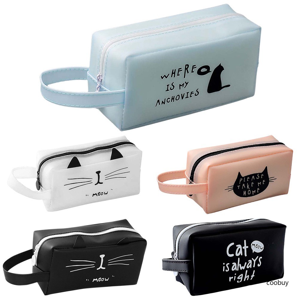 Hộp bút silicon cỡ lớn đựng vừa máy tính hình mèo dễ thương