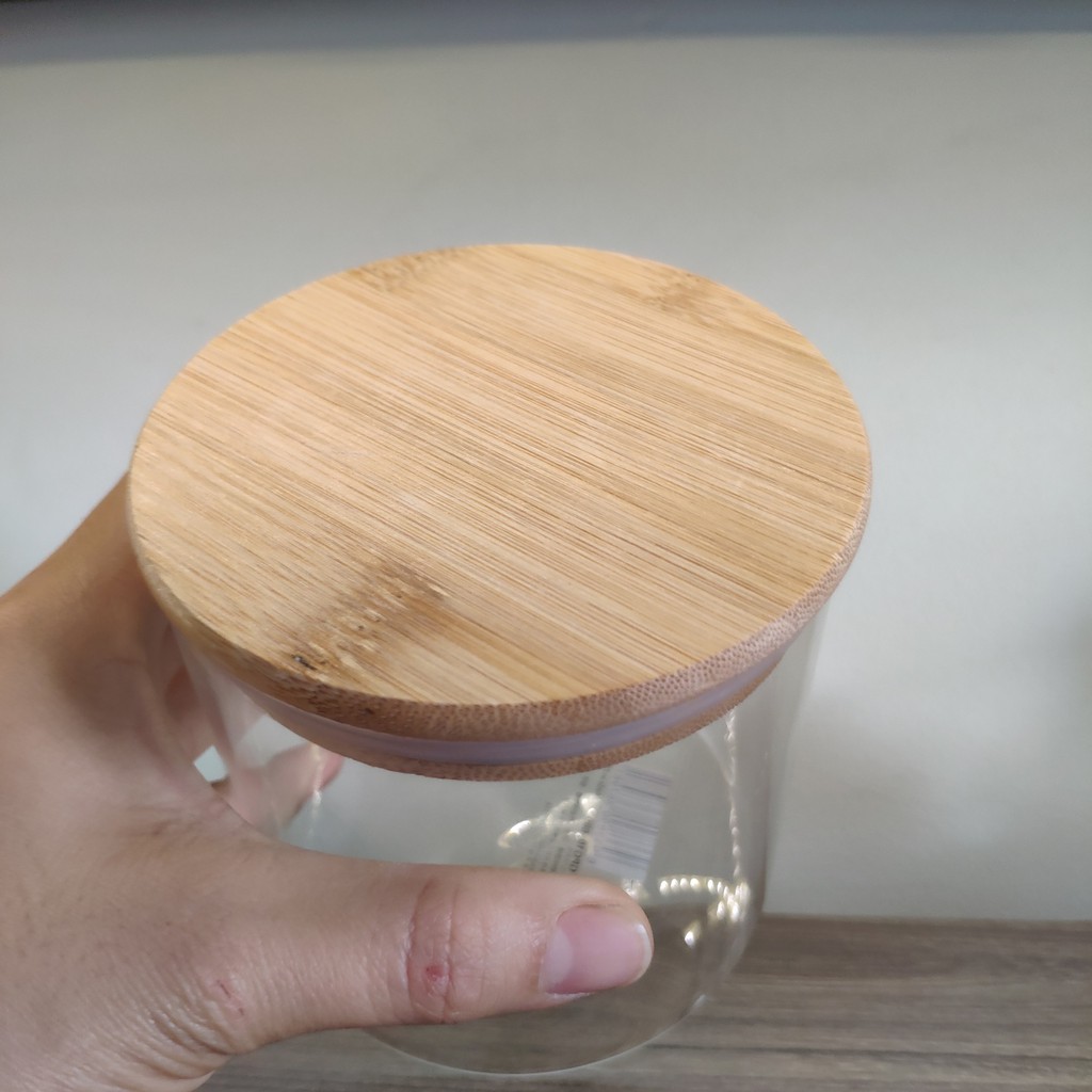 Lọ hũ thủy tinh có nắp đậy bằng gỗ, hàng nhập khẩu cao cấp | BigBuy360 - bigbuy360.vn