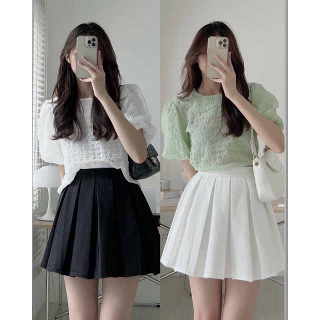 Áo voan ren tay bồng hàn quốc
