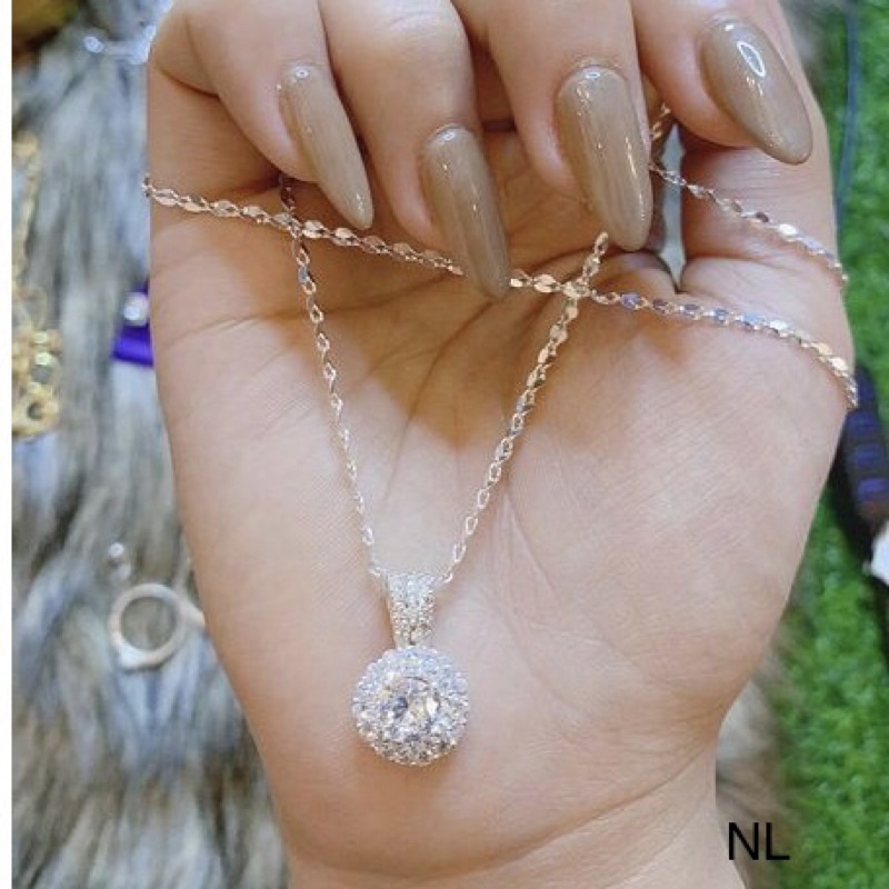 Dây chuyền nữ bạc thật mặt tròn đính đá lấp lánh sáng đẹp - Kho sỉ bạc Nhất Linh