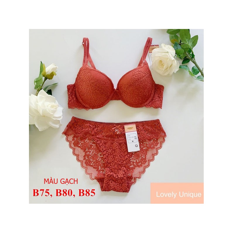 BỘ ĐỒ LÓT TOÀN REN MÚT VỪA PHOM NÂNG LOVELY CÀI 2 CÓ GỌNG - BL1219