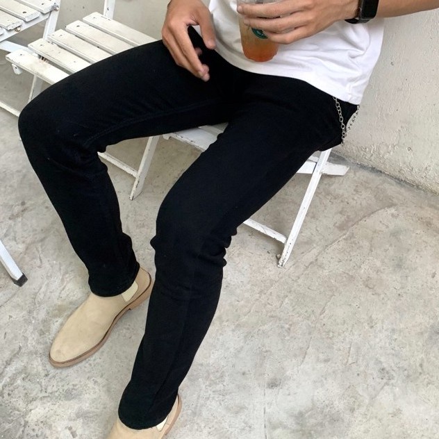 Quần jeans đen rách gối , quần skinny nam cá tính , vải co dãn thoáng mát , phù hợp học sinh sinh viên | BigBuy360 - bigbuy360.vn