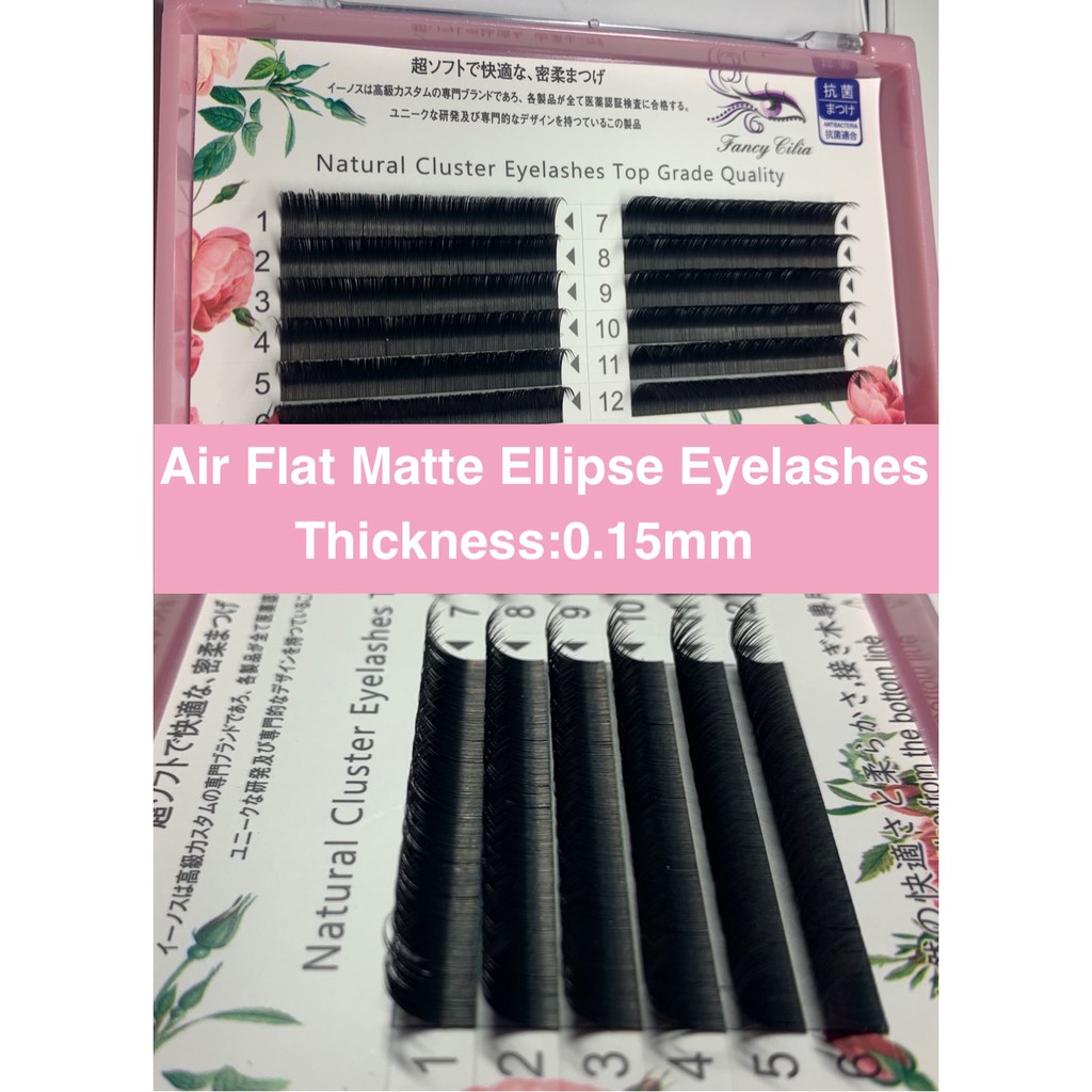 Air Flat Matte individual Grafting Eyelash Curl C D DD  Thickness 0.15mm Zero touch Feel super soft & natural Double Split Tips Ellipse Eyelashes extension individual Mink Lashes