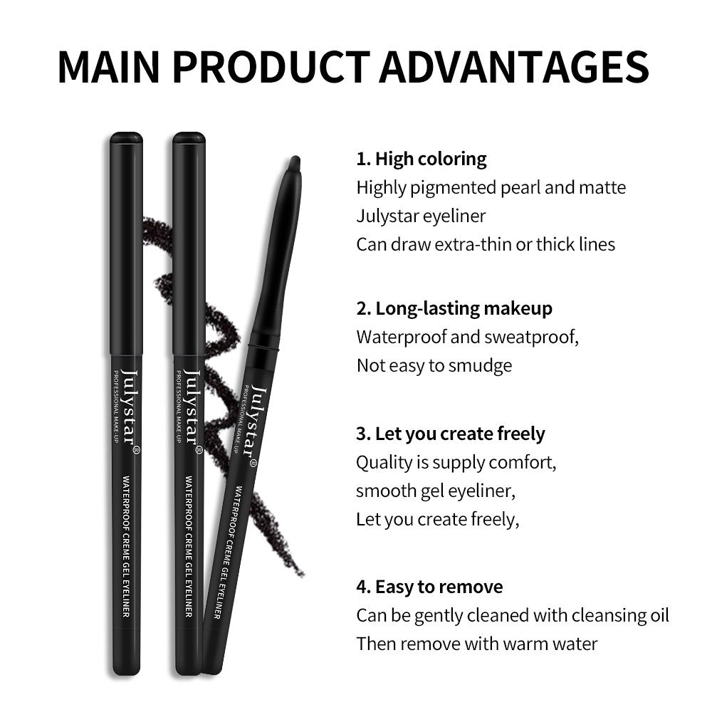 Bút Kẻ Mắt Dạng Gel 10 Màu Đen / Đỏ / Nâu Mềm Mượt Chống Thấm Nước Lâu Trôi Dễ Sử Dụng