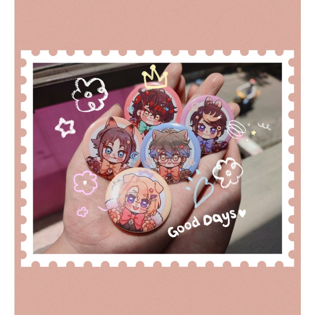 Huy hiệu/Badge những cậu trai Luxiem đáng iu (Vox, Mysta, Luca, Shu, Ike) 4,4cm