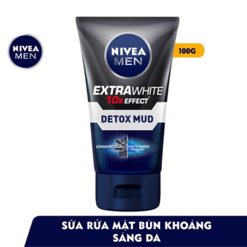 Sữa rửa mặt Nivea Men Mud giúp sáng da & kiểm soát nhờn 100g
