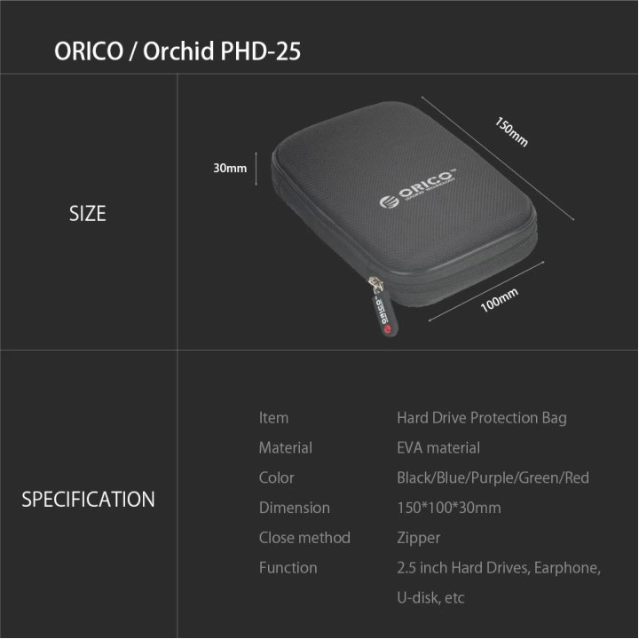 Hộp bảo vệ ổ cứng Orico PHD25 2.5 inch – Bảo vệ tối ưu cho HDD/SSD – PP sản phẩm chính hãng