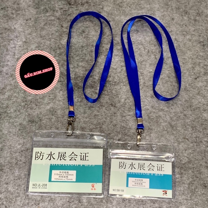 [Gía Sỉ] Bộ dây đeo thẻ tên - dây lụa móc sắt (xoay) 1cm kèm bảng tên nhựa dẻo cao cấp