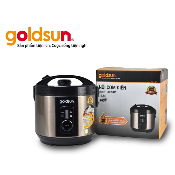 Nồi Cơm Điện lòng niêu Goldsun 1.8L - Goldsun công suất 700W và Goldsun GRC5043 900W - lòng nồi dày 2.5mm