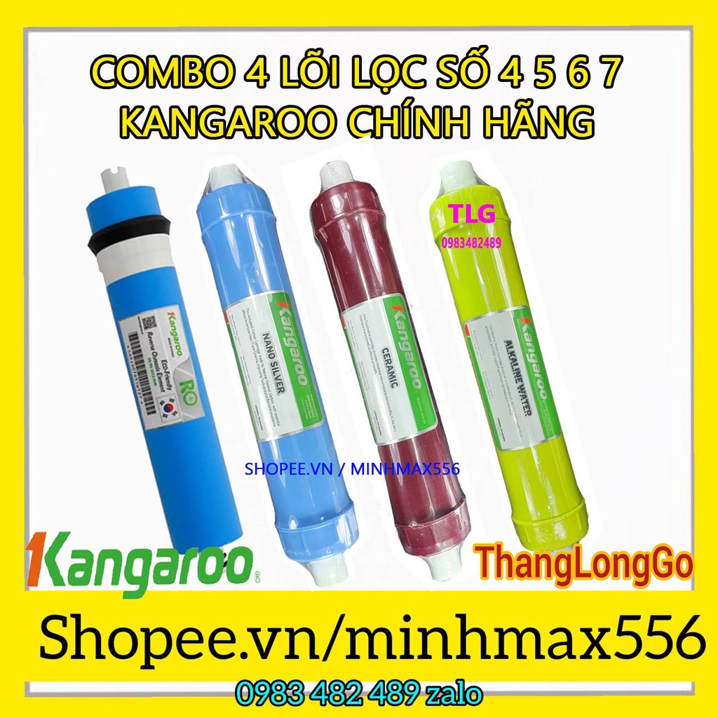 COMBO 4 LÕI LỌC KANGAROO SỐ 4-5-6-7 | GỒM ROKANG-NANO-CERAMIC-ALKALINE