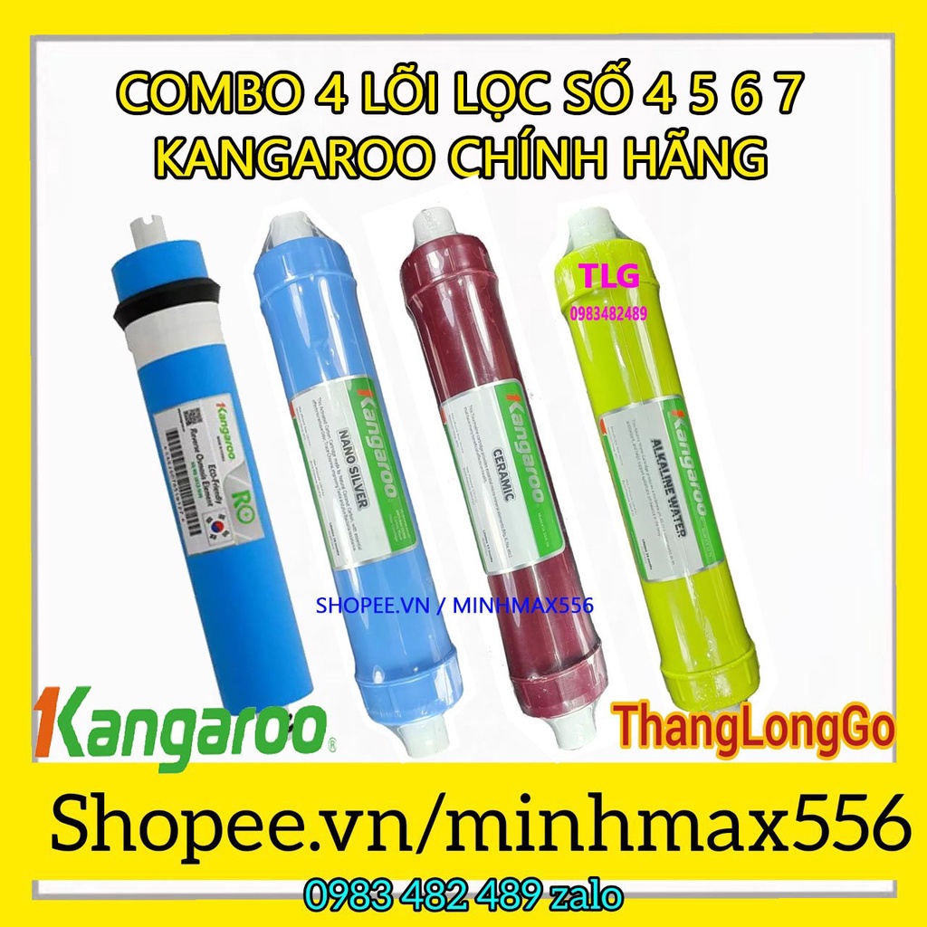 COMBO 4 LÕI LỌC KANGAROO SỐ 4-5-6-7 | GỒM ROKANG-NANO-CERAMIC-ALKALINE