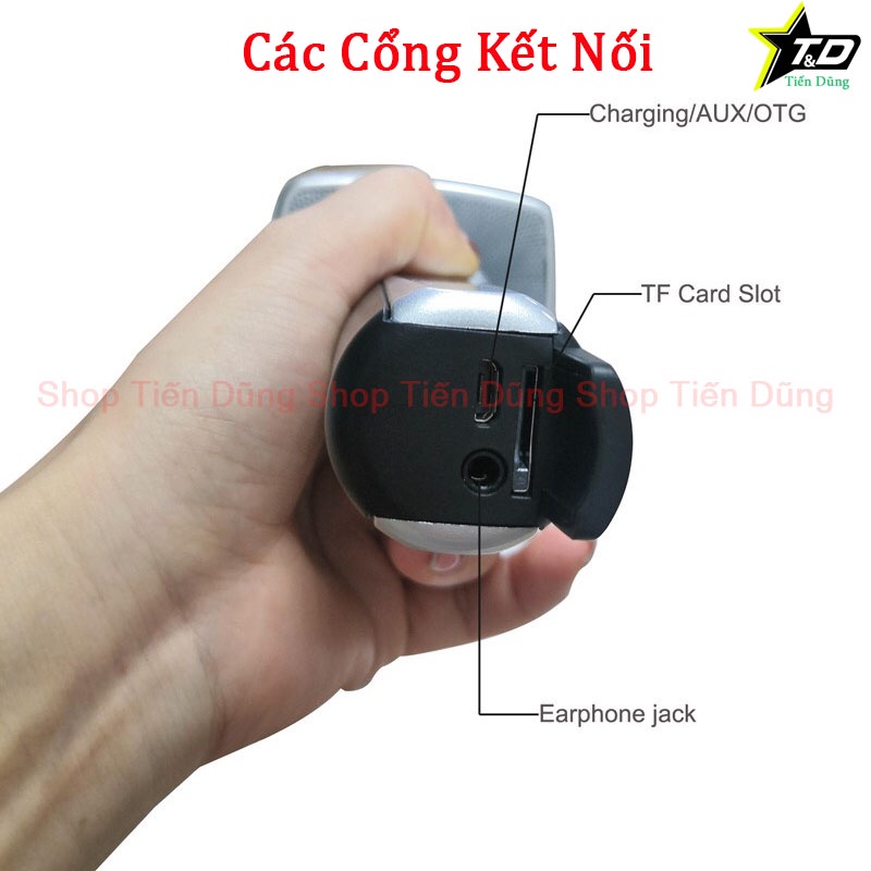 Mic bluetooth karaoke YS98 kèm 1 micro cầm tay có thể hát song ca cùng lúc âm thanh giả giọng