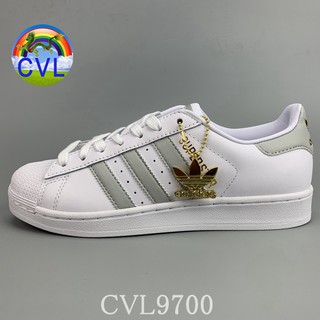 Adidas Superstar First Layer Cowhide Leather And Super Soft Sole B42002 White Gray Stripes