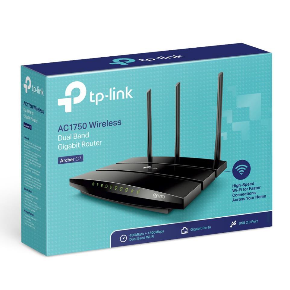 TP-Link AC 1750Mbps Gigabit 10/100/1000Mbps Bộ Phát Wi-Fi Băng tần kép - Archer C7 - Hàng Chính Hãng