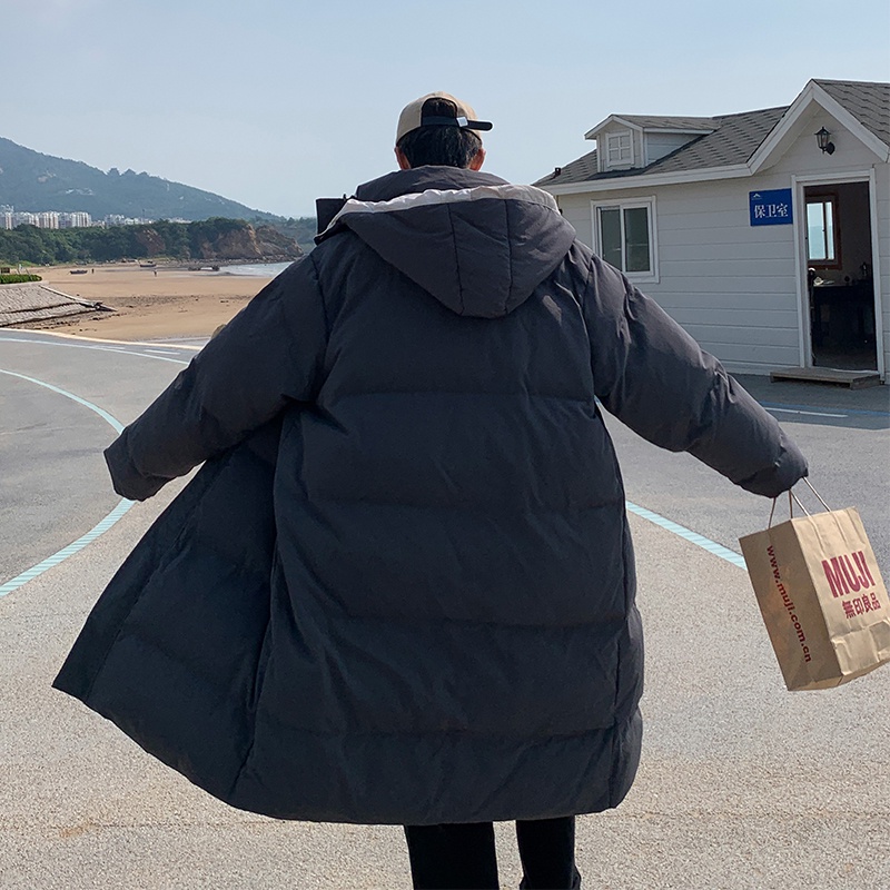 Áo phao nam dáng dài fom rộng có mũ thời trang phong cách hàn quốc