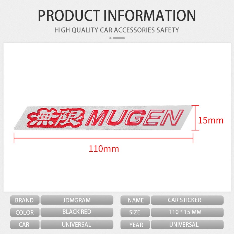 Miếng Dán Trang Trí Xe Hơi MUGEN 1 Chiếc 15x110mm Bằng Nhôm In Logo Thời Trang Sang Trọng Nhãn dán xe ô tô Cánh gió tự động Biểu tượng kim loại Đua xe phổ quát Huy hiệu lưới tản nhiệt phía sau Bộ phận trang trí thân xe phía sau Phụ kiện ngoại thất ô tô