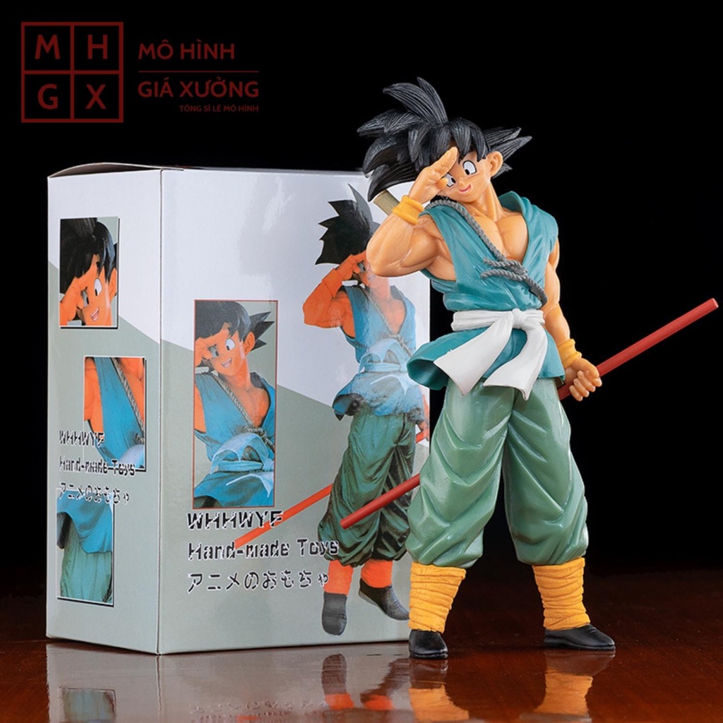 Mô hình Dragon Ball  SonGoku áo xanh cầm gậy cao 23cm , figure mô hình 7 viên ngọc rồng dragon ball , mô hình giá xưởng