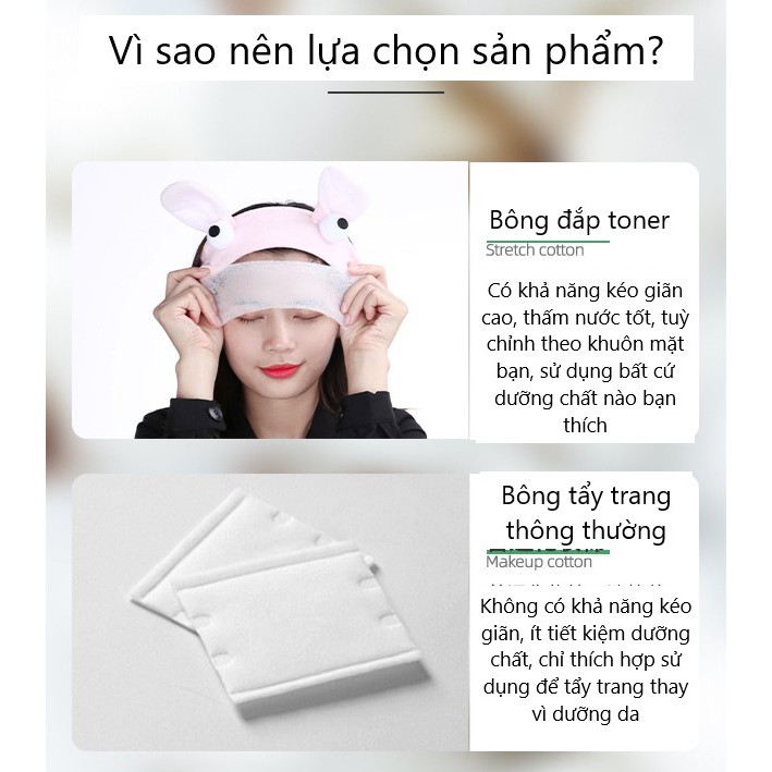 Bông đắp toner, bông đắp mặt nạ ROMIMIU Wet Cotton Dressing 200 miếng (RM21)