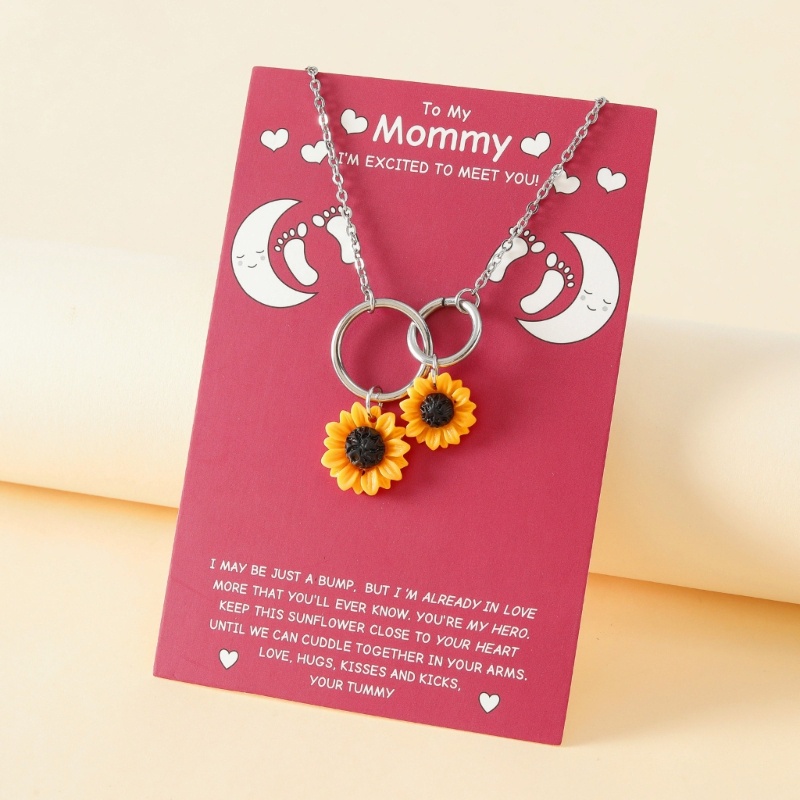 Xiangbao Vòng cổ Mặt Tròn Bằng Thép Không Gỉ Hình Hoa Hướng Dương Đơn Giản
