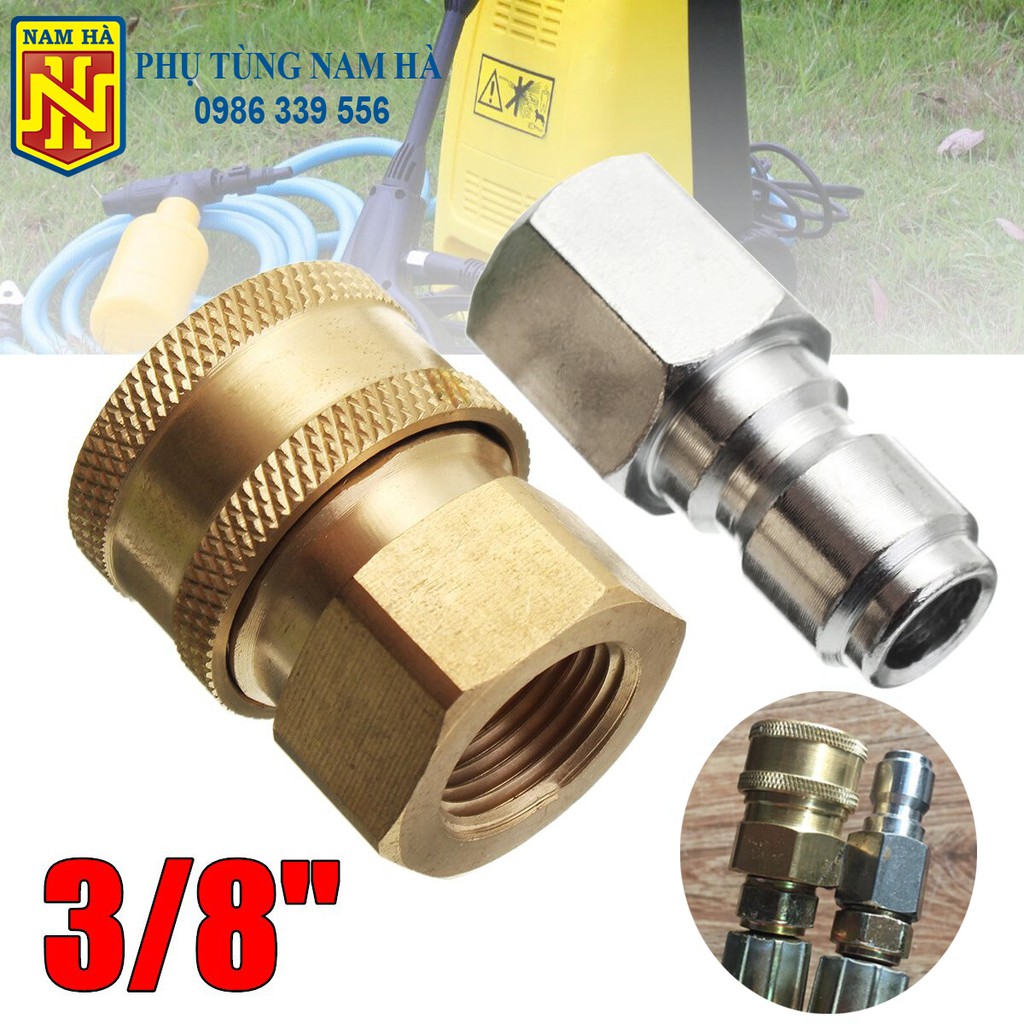 Khớp nối nhanh dây rửa xe cao áp 3/8 inch ren 17mm