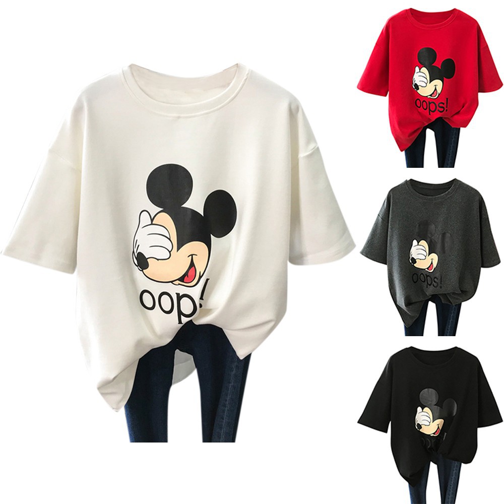 Áo thun tay ngắn in họa tiết chuột Mickey phong cách Hàn Quốc thời trang