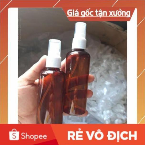 Chai Xịt Phun Sương ❤ TOP GIÁ RẺ ❤ Chai nhựa pet xịt phun sương nâu 50ml/100ml chiết nước hoa, phụ kiện du lịch