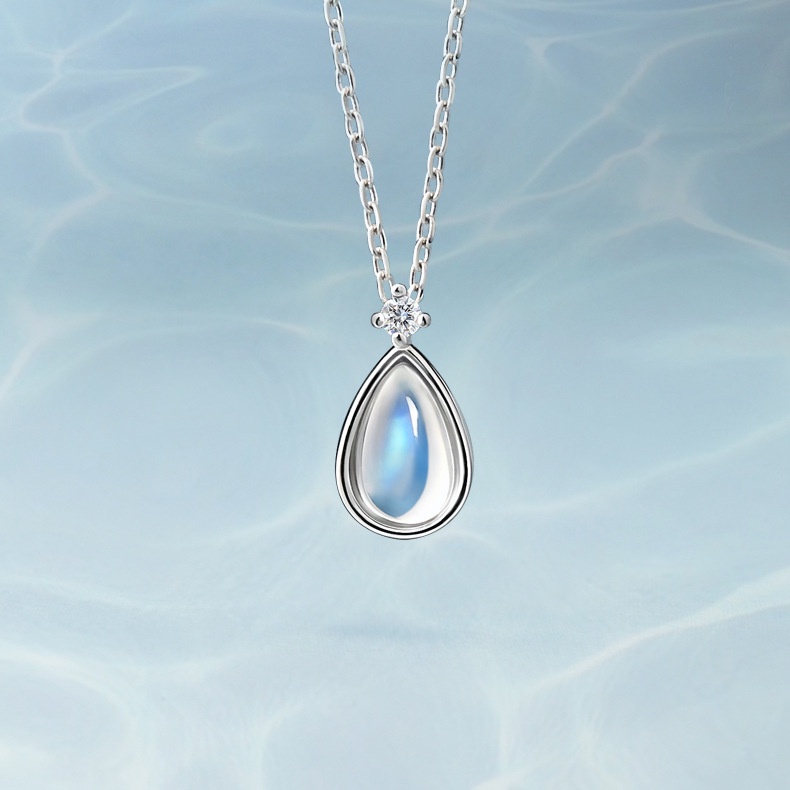 Vòng cổ Mặt Đá Mặt Trăng Hình Giọt Nước Thời Trang Cho Nữ