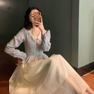 2022 Retro Đầm Midi đầm công chúa Maxi Tay Dài Thời Trang Mùa Thu Cho Nữ