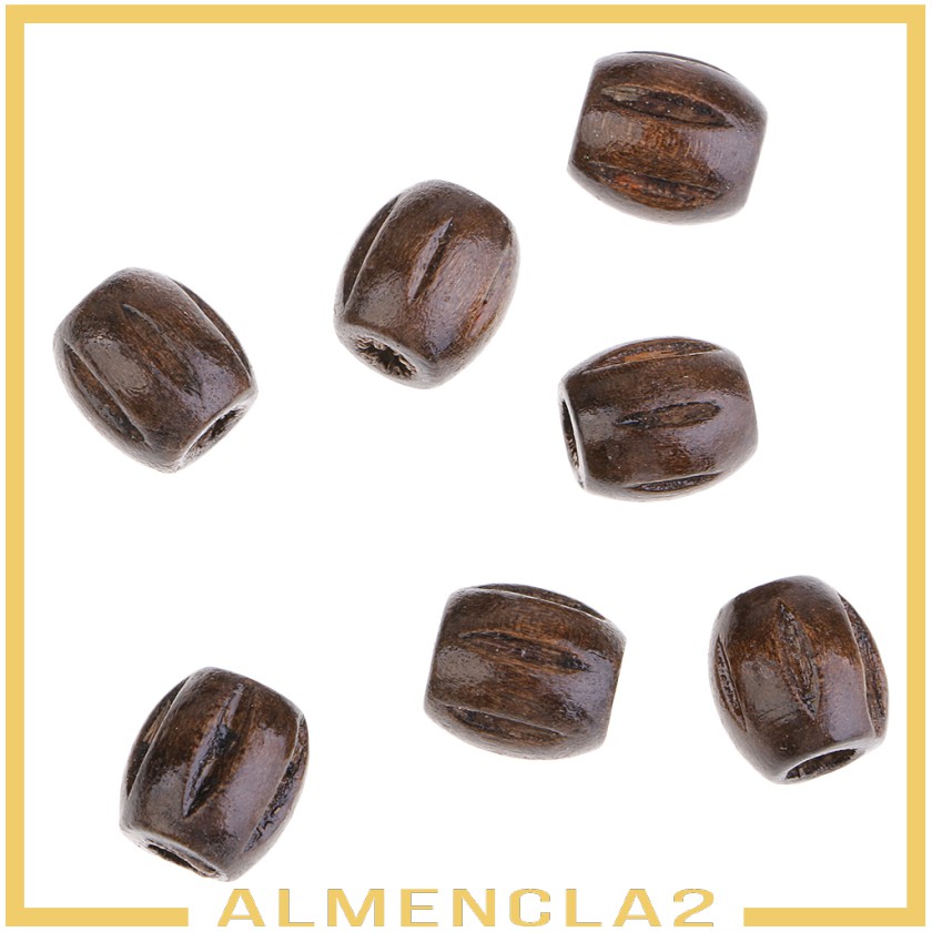 Bộ 50 hạt xâu chuỗi gỗ hình oval dùng làm vòng đeo tay và trang sức DIY ALMENCLA2