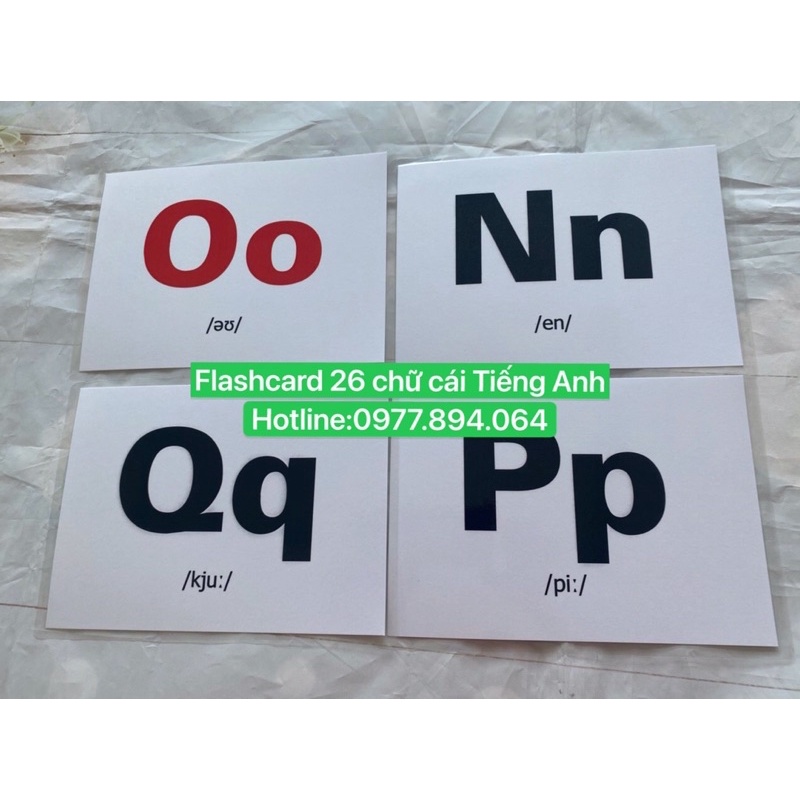 Fashcard 26 Chữ Cái Tiếng Anh kèm Phiên âm - Size A5 ép plastics bền đẹp