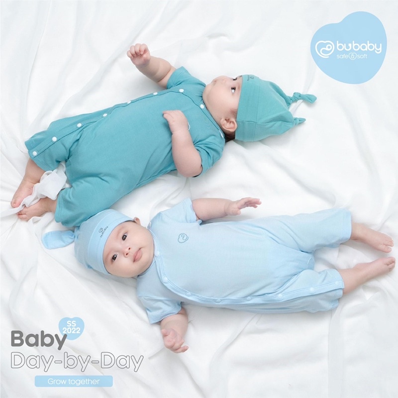 Bộ body ngắn tay Bu Baby cho bé trai bé gái cài giữa, cài chéo, cài vai