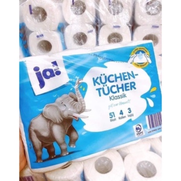 Giấy nhà bếp Đa năng JA 3 lớp siêu dai, siêu dày bịch 4 cuộn