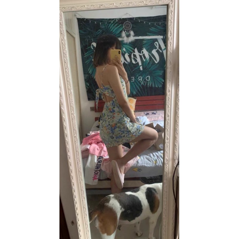 [ORDER][ẢNH THẬT][VÁY HAI DÂY HỞ LƯNG HOA NHÍ]