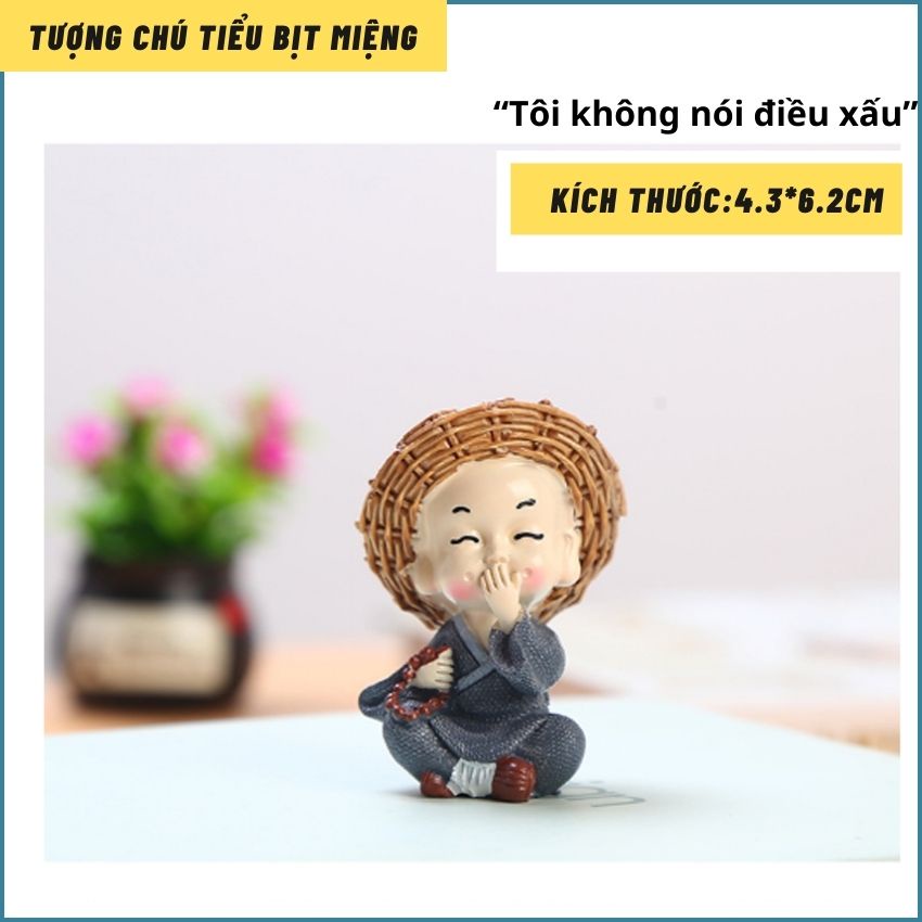 Bộ tượng 4 chú tiểu, tượng trang trí tạo hình chú tiểu mini