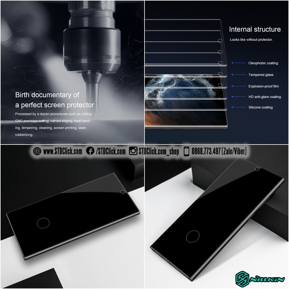 KÍNH CƯỜNG LỰC SAMSUNG GALAXY S22 ULTRA 5G NILLKIN 3D CP+MAX CHÍNH HÃNG