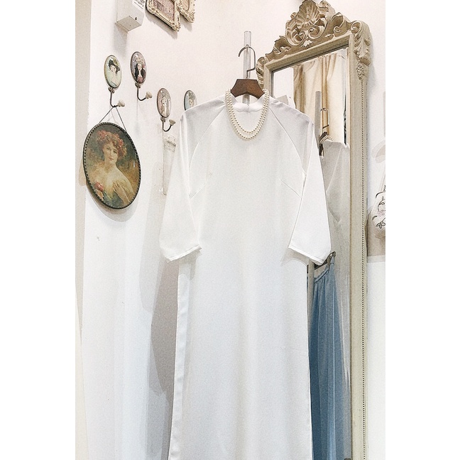 Set Áo dài Rosemary Lụa Tây Thi Trắng tinh