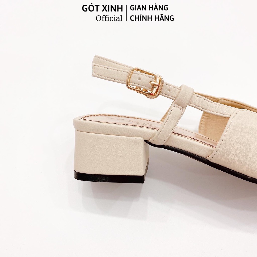 Sandal cao gót nữ GÓT XINH G11 da mềm phối 2 màu đế vuông cao 5cm