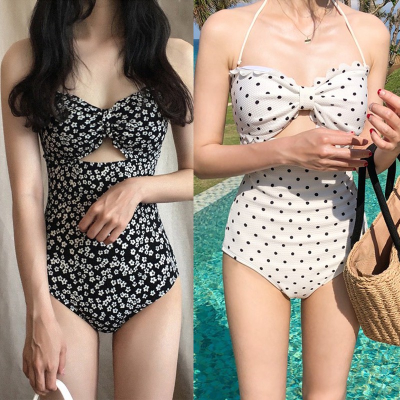 Bộ đồ bơi phối ren hoa hoạ tiết chấm bi thiết kế quyến rũ cho nữ | BigBuy360 - bigbuy360.vn